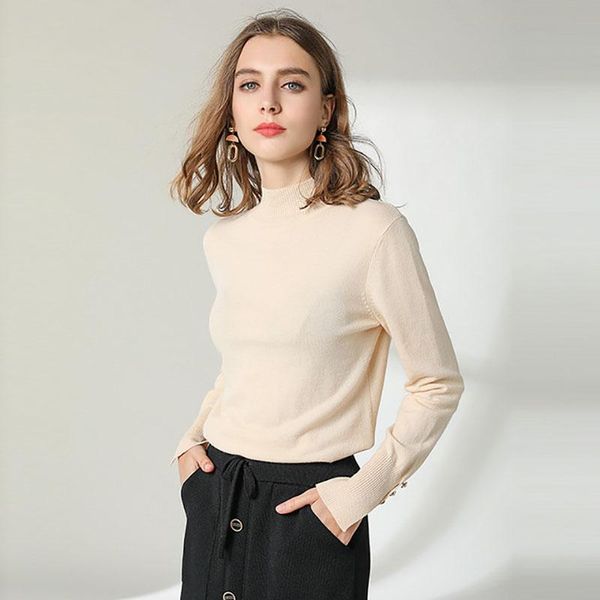 women's sweaters korean style solid luxury cashmere sweater women long sleeve half turtleneck thin woolen knitted pullover fall 2021 fa, White;black
women's sweaters korean style solid luxury cashmere sweater women long sleeve half turtleneck thin woolen knitted pullover fall 2021 fa, White;black