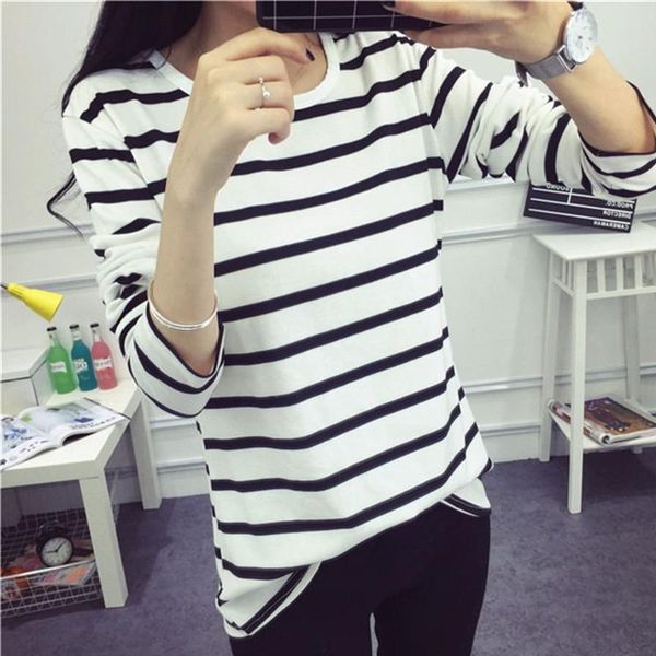 women's t-shirt spring autumn 2021 women t shirts casual bottoming shirt round neck striped long-sleeved for, White
women's t-shirt spring autumn 2021 women t shirts casual bottoming shirt round neck striped long-sleeved for, White