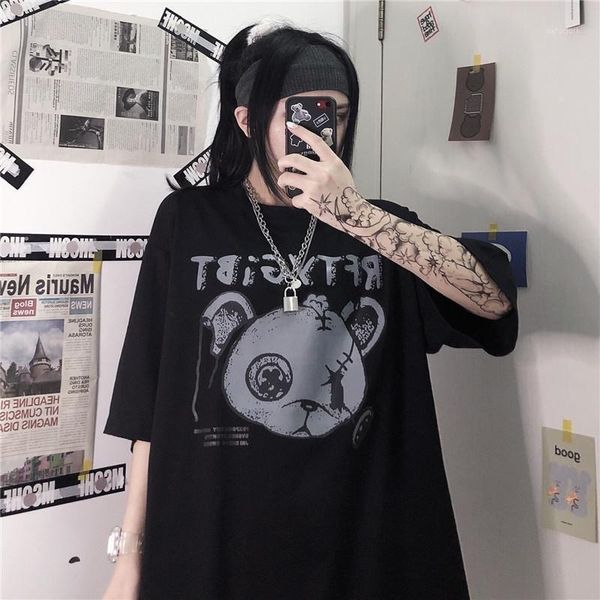 women's t-shirt 2021 summer gothic style woman cute kawaii japanese streetwear punk aesthetic oversize for girls y2k, White
women's t-shirt 2021 summer gothic style woman cute kawaii japanese streetwear punk aesthetic oversize for girls y2k, White