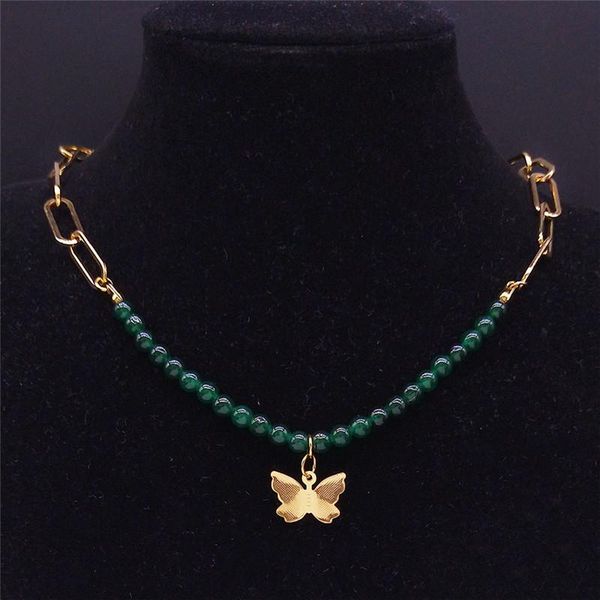 pendant necklaces green natural stone stainless steel butterfly charm for women/men gold color jewelry bijoux femme ny52s04, Silver
pendant necklaces green natural stone stainless steel butterfly charm for women/men gold color jewelry bijoux femme ny52s04, Silver