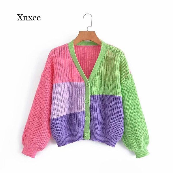 women's jackets spring and autumn color patchwork cardigan sweater stitching fashion oversized knit jacket, Black;brown
women's jackets spring and autumn color patchwork cardigan sweater stitching fashion oversized knit jacket, Black;brown