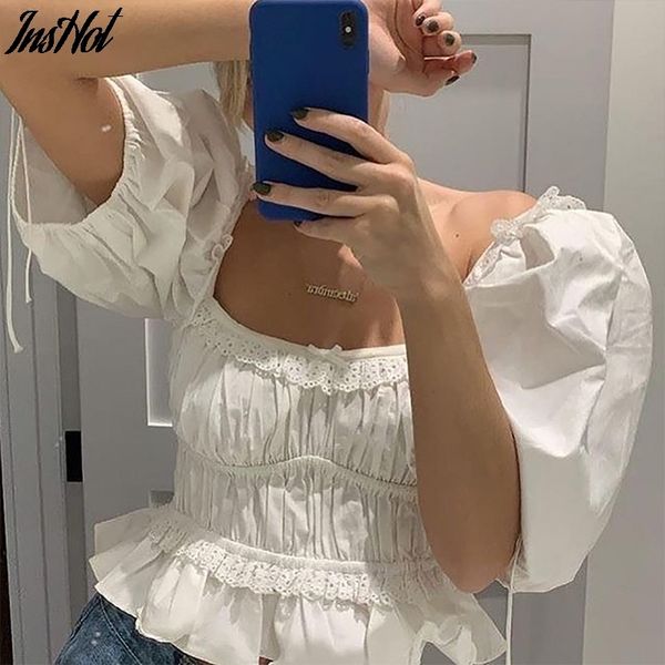 summer harajuku white puff sleeve t shirt women low chest slim ruffles lady elegant casual vacation tees 210514
summer harajuku white puff sleeve t shirt women low chest slim ruffles lady elegant casual vacation tees 210514