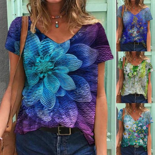 fashion women v-neck short sleeve floral printed casual loose t-shirt blouse women's, White
fashion women v-neck short sleeve floral printed casual loose t-shirt blouse women's, White