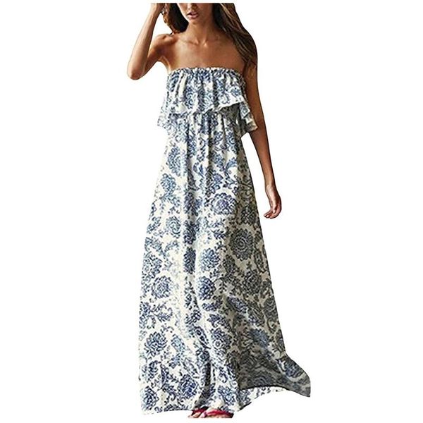casual dresses women summer strapless dress elegant backless ruffles boho print maxi beach holiday wear vestidos, Black;gray
casual dresses women summer strapless dress elegant backless ruffles boho print maxi beach holiday wear vestidos, Black;gray