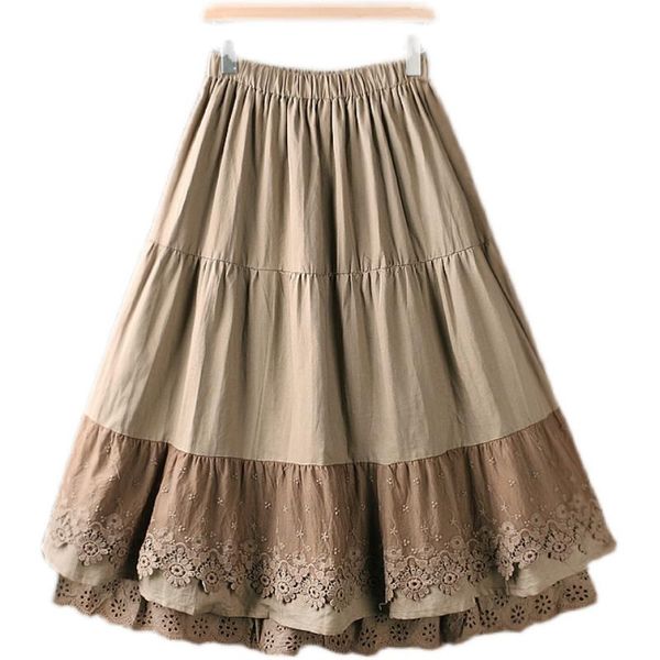 spring women's japanese style sweet skirt mori girl loose elastic waist long lace 3d embroidered flower cotton linen skirts, Black
spring women's japanese style sweet skirt mori girl loose elastic waist long lace 3d embroidered flower cotton linen skirts, Black