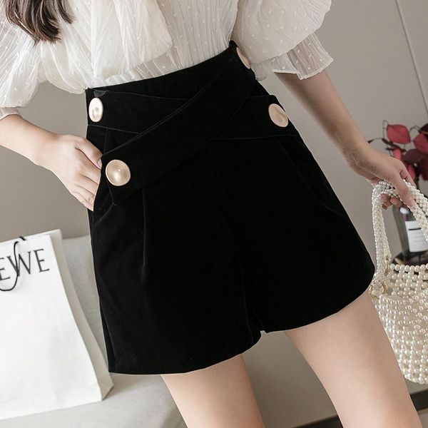 women's shorts fashion winter velvet female high waist slim criss-cross black for women wide leg short autumn clothes, White;black
women's shorts fashion winter velvet female high waist slim criss-cross black for women wide leg short autumn clothes, White;black