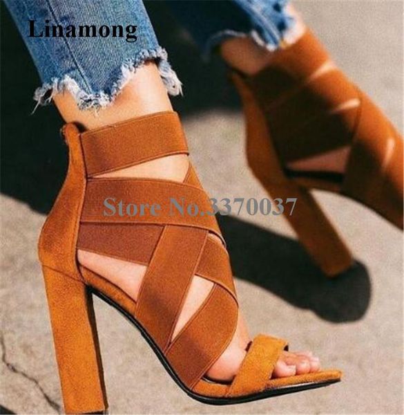 fashion women open toe bandage straps cross chunky heel gladiator sandals cut-out elastic thick high, Black
fashion women open toe bandage straps cross chunky heel gladiator sandals cut-out elastic thick high, Black