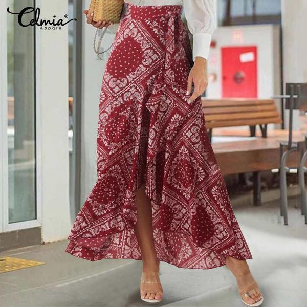 skirts celmia bohemian women print 2021 summer long maxi skirt high waist asymmetric belted casual ruffled beach, Black
skirts celmia bohemian women print 2021 summer long maxi skirt high waist asymmetric belted casual ruffled beach, Black