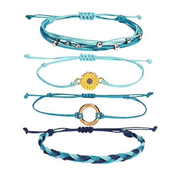 charm bracelets 4pcs bohemian sunflower bracelet wave braided rope waterproof chain set, Golden;silver
charm bracelets 4pcs bohemian sunflower bracelet wave braided rope waterproof chain set, Golden;silver