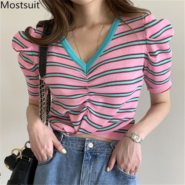 summer striped knitted t shirt women short sleeve v-neck drawstring tees pullover korean fashion ladies t-shirt femme 210514, White
summer striped knitted t shirt women short sleeve v-neck drawstring tees pullover korean fashion ladies t-shirt femme 210514, White