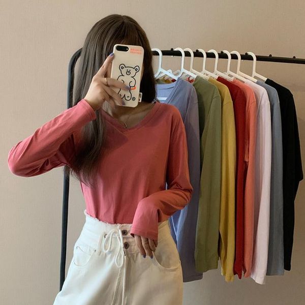 v-neck solid color spring autumn long sleeve woman tshirts plus size women's t shirts red t-shirt korean style clothing, White
v-neck solid color spring autumn long sleeve woman tshirts plus size women's t shirts red t-shirt korean style clothing, White