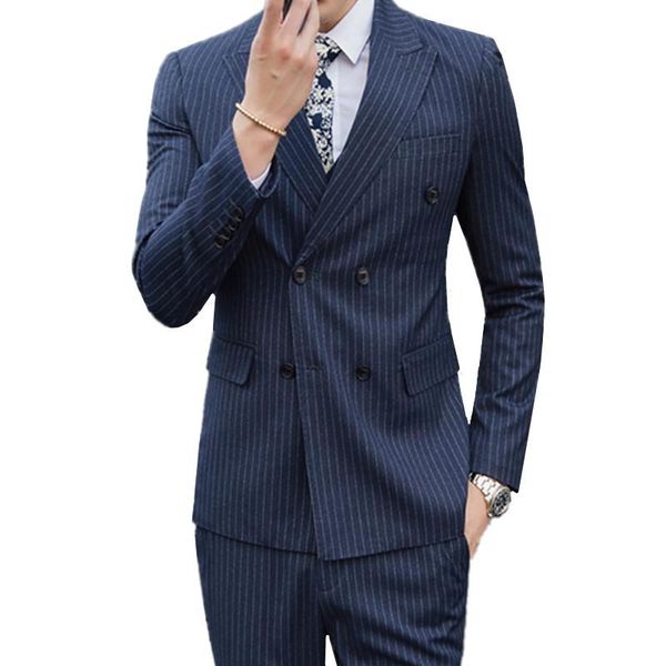 men slim fit double breasted suit 2021 coat pants vest male prom stripe wedding blazers jacket trousers waistcoat 3 pcs set men's suits, White;black
men slim fit double breasted suit 2021 coat pants vest male prom stripe wedding blazers jacket trousers waistcoat 3 pcs set men's suits, White;black
