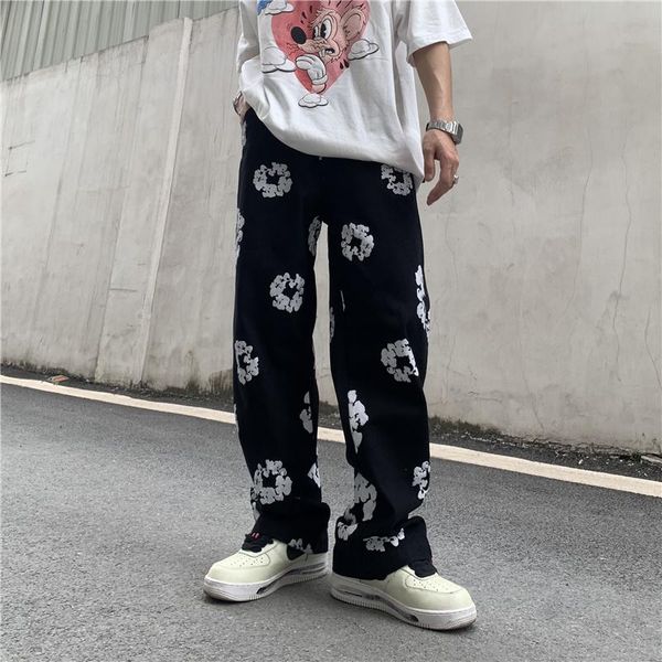 men's jeans full flower print vibe style casual mens pants harajuku straight patchwork ripped oversize denim trousers, Blue
men's jeans full flower print vibe style casual mens pants harajuku straight patchwork ripped oversize denim trousers, Blue