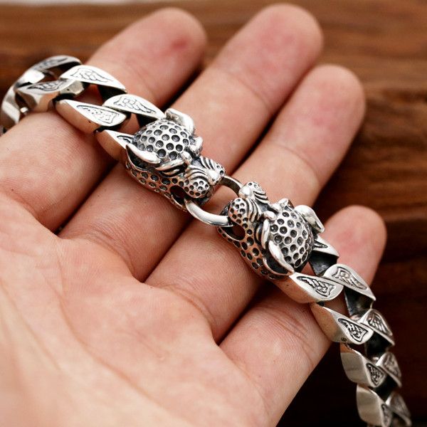 quality 925 sterling silver animal leopard heads link chain bracelets american european antique handmade vintage designer luxury jewelry acc, Black
quality 925 sterling silver animal leopard heads link chain bracelets american european antique handmade vintage designer luxury jewelry acc, Black