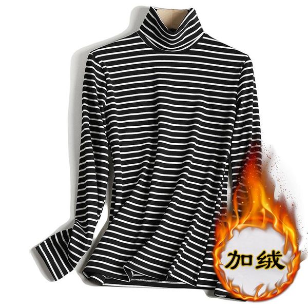 women's t-shirt striped high-neck bottoming shirt long-sleeved plus velvet padded inner warm coat autumn and winter pure cotton t, White
women's t-shirt striped high-neck bottoming shirt long-sleeved plus velvet padded inner warm coat autumn and winter pure cotton t, White