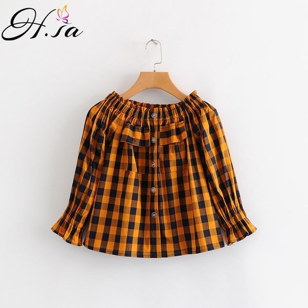 h.sa women summer blouse and long sleeve off the shoulder shirts button up yellow casual female clothing 210417, White
h.sa women summer blouse and long sleeve off the shoulder shirts button up yellow casual female clothing 210417, White