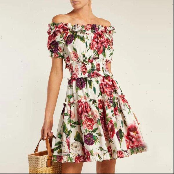 summer off shoulder women dresses beach party womens charming rose flower print ruffles elastic waist short dress, Black;gray
summer off shoulder women dresses beach party womens charming rose flower print ruffles elastic waist short dress, Black;gray