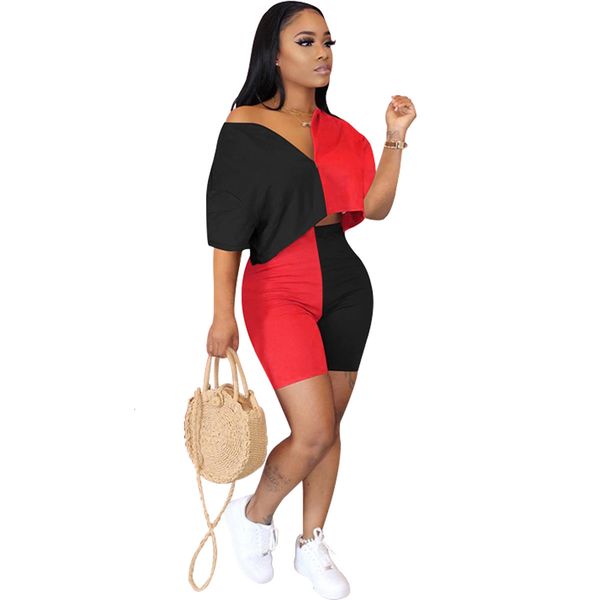 two colors patchwork women party suits fashion deep v neck half sleeves t shirt casual tracksuits two-piece clubwear outfits, Gray
two colors patchwork women party suits fashion deep v neck half sleeves t shirt casual tracksuits two-piece clubwear outfits, Gray