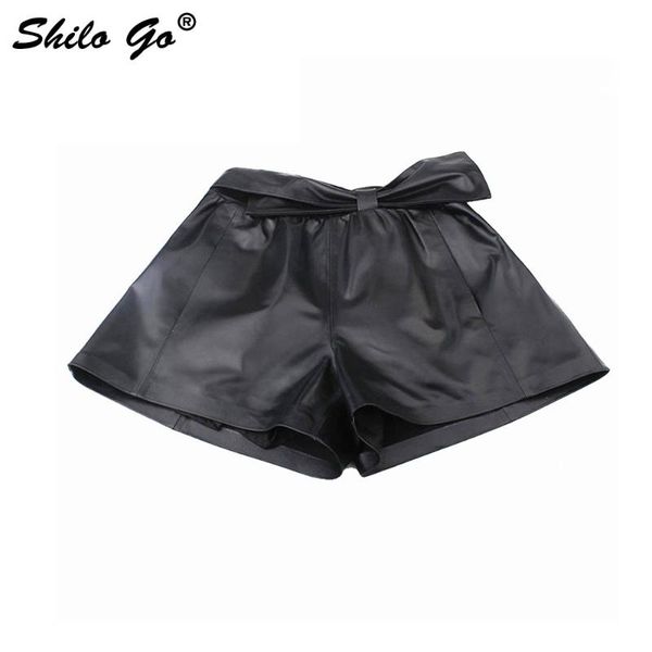 women's shorts leather womens autumn fashion sheepskin genuine bow belt cut loose concise black, White;black
women's shorts leather womens autumn fashion sheepskin genuine bow belt cut loose concise black, White;black