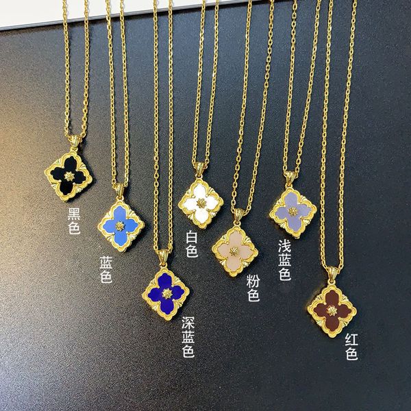 four necklace fashion light luxury versatile leaf clover pendant women's copper gilded exquisite jewelry agate four leaf clover nelace, Silver
four necklace fashion light luxury versatile leaf clover pendant women's copper gilded exquisite jewelry agate four leaf clover nelace, Silver