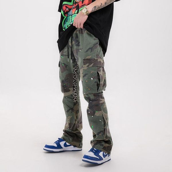 men's pants men and women hip-hop camouflage splash flared pockets drawstring loose cargo streetwear baggy trousers, Black
men's pants men and women hip-hop camouflage splash flared pockets drawstring loose cargo streetwear baggy trousers, Black
