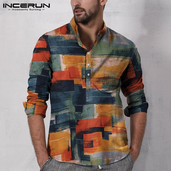 men's casual shirts incerun fashion men printed shirt long sleeve brand cotton 2021 stand collar blouse streetwear hawaiian chemise, White;black
men's casual shirts incerun fashion men printed shirt long sleeve brand cotton 2021 stand collar blouse streetwear hawaiian chemise, White;black