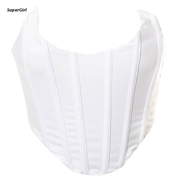 women's t-shirt j78e women sleeveless strapless corset crop solid color fish boned push up bustier vest body shaper bodycon cincher, White
women's t-shirt j78e women sleeveless strapless corset crop solid color fish boned push up bustier vest body shaper bodycon cincher, White