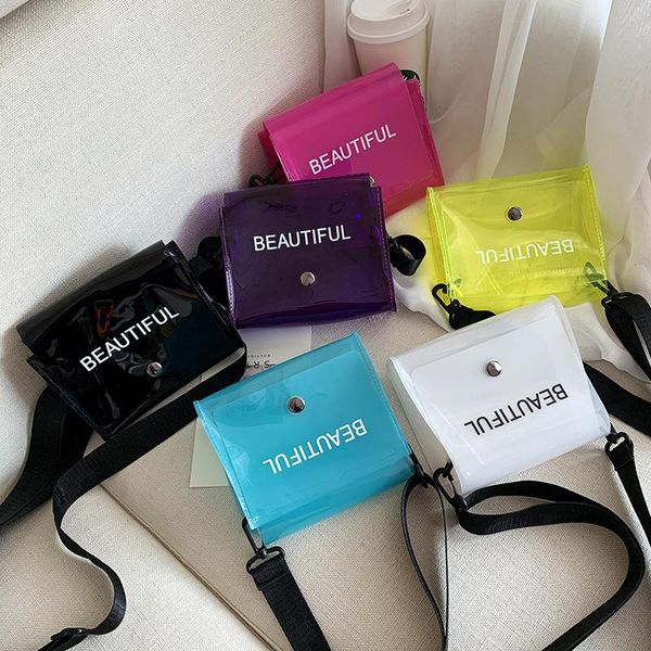 transparent laser crossbody bag for women candy color letter fashion wild mini shoulder messenger pvc jelly small tote bags
transparent laser crossbody bag for women candy color letter fashion wild mini shoulder messenger pvc jelly small tote bags