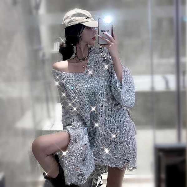 women's sweaters spring summer women sweater jumper pullover casual loose v neck shiny silver blouse shirt plus femininas blusas ns541, White;black
women's sweaters spring summer women sweater jumper pullover casual loose v neck shiny silver blouse shirt plus femininas blusas ns541, White;black