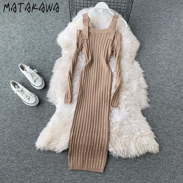 casual dresses matakawa autumn korean slim fit spaghetti strap knitted woman dress long sleeve off shoulder bodycon vestidos, Black;gray
casual dresses matakawa autumn korean slim fit spaghetti strap knitted woman dress long sleeve off shoulder bodycon vestidos, Black;gray