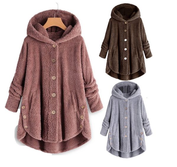 women's jackets women fluffy casual loose solid button fleece hooded teddy bear coat female cute warm soft plus size winter outwear, Black;brown
women's jackets women fluffy casual loose solid button fleece hooded teddy bear coat female cute warm soft plus size winter outwear, Black;brown