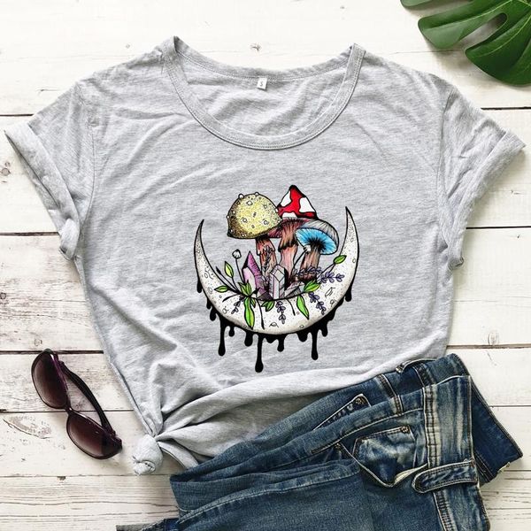 mushrooms and crystals on moon colored t-shirt vintage magic tshirt aesthetic boho witch hippie tee shirt women's, White
mushrooms and crystals on moon colored t-shirt vintage magic tshirt aesthetic boho witch hippie tee shirt women's, White