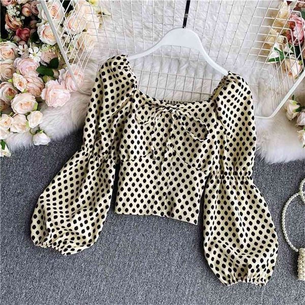 french fashion sweet polka dot lantern sleeve women's spring and autumn retro square collar slim short shirt uk066 210507, White
french fashion sweet polka dot lantern sleeve women's spring and autumn retro square collar slim short shirt uk066 210507, White