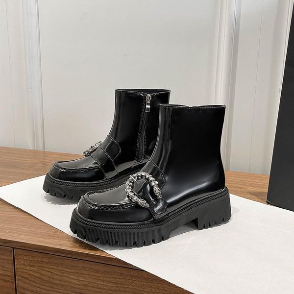 boots bacchus buckle short women's autumn winter thick-soled british woman bright patent leather shoes, Black
boots bacchus buckle short women's autumn winter thick-soled british woman bright patent leather shoes, Black