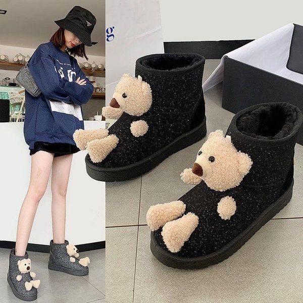 boots 2021 women winter snow warm flat plus size platform leopard women's shoes flock fur suede ankle female, Black
boots 2021 women winter snow warm flat plus size platform leopard women's shoes flock fur suede ankle female, Black