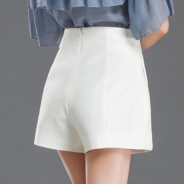 white summer solid womens shorts high waist wide leg office elegant all match quality, White;black
white summer solid womens shorts high waist wide leg office elegant all match quality, White;black