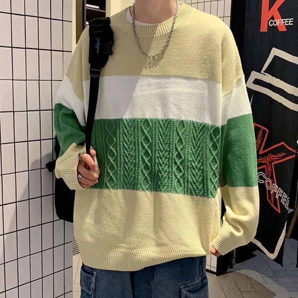 men's sweaters wide stripe pattern korean fashion cable knit sweater streetwear men autumn winter knitted pullovers, White;black
men's sweaters wide stripe pattern korean fashion cable knit sweater streetwear men autumn winter knitted pullovers, White;black