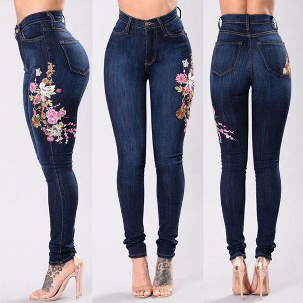 women's spring denim women elegant embroidered print skinny slim jeans woman high waist female pants, Blue
women's spring denim women elegant embroidered print skinny slim jeans woman high waist female pants, Blue