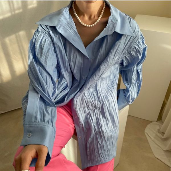 spring women fashion casual blouse single breasted turn-down collar long-sleeved minimalist loose plested shirt 8y949 210510, White
spring women fashion casual blouse single breasted turn-down collar long-sleeved minimalist loose plested shirt 8y949 210510, White