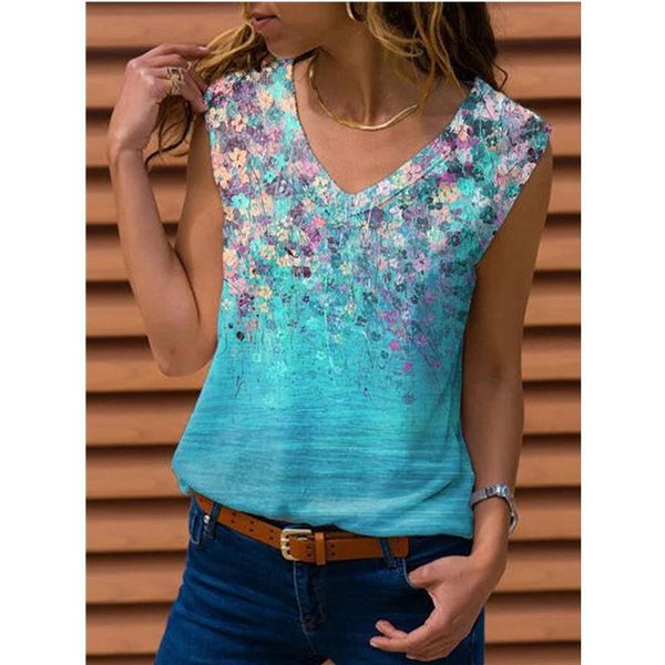 women's t-shirt summer 2021 sleeveless style european dress floral vest, White
women's t-shirt summer 2021 sleeveless style european dress floral vest, White