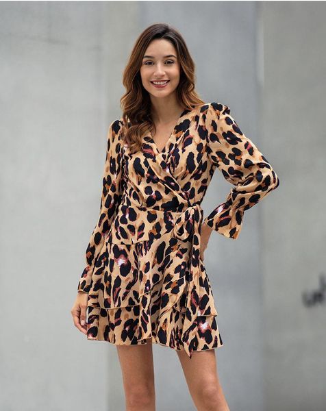 casual dresses spring 2021 women's leopard print long-sleeved dress with belt 1pcs/lot, Black;gray
casual dresses spring 2021 women's leopard print long-sleeved dress with belt 1pcs/lot, Black;gray