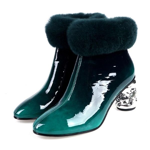boots brand genuine leather ankle woman party plush booties fashion autumn green red 7cm high heels women's shoes 41 40, Black
boots brand genuine leather ankle woman party plush booties fashion autumn green red 7cm high heels women's shoes 41 40, Black