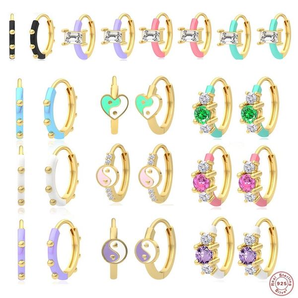 hoop & huggie canner zircon earrings 925 sterling silver colorful enamel earring for women cute candy color dripping oil orecchini donna, Golden;silver
hoop & huggie canner zircon earrings 925 sterling silver colorful enamel earring for women cute candy color dripping oil orecchini donna, Golden;silver