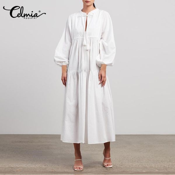 casual dresses celmia women midi long shirt dress elegant bohemian autumn sleeve sundress tassel party 2021 fashion pleated bandage robe, Black;gray
casual dresses celmia women midi long shirt dress elegant bohemian autumn sleeve sundress tassel party 2021 fashion pleated bandage robe, Black;gray