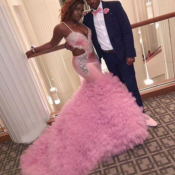 party dresses 2021 pink african tiered skirts plus size mermaid prom with beaded appliques spaghetti straps backless cut away sides, White;black
party dresses 2021 pink african tiered skirts plus size mermaid prom with beaded appliques spaghetti straps backless cut away sides, White;black