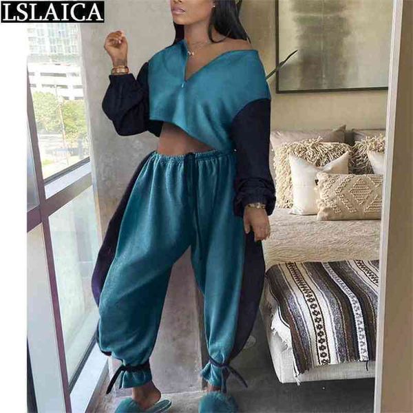two piece solid color stitching zipper loose casual clothes elastic waist fashion 2 outfits for women pants and 210515, White
two piece solid color stitching zipper loose casual clothes elastic waist fashion 2 outfits for women pants and 210515, White