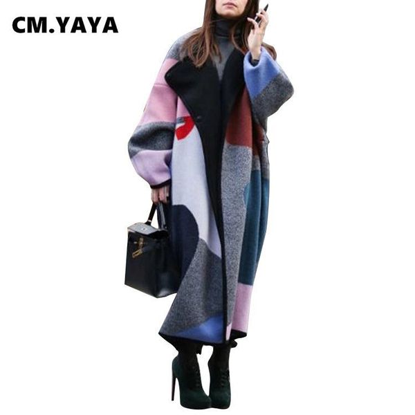 women's wool & blends cm.yaya winter wools full sleeve plaid print coats casual fashion overcoat women windbreaker outer long pockets, Black
women's wool & blends cm.yaya winter wools full sleeve plaid print coats casual fashion overcoat women windbreaker outer long pockets, Black