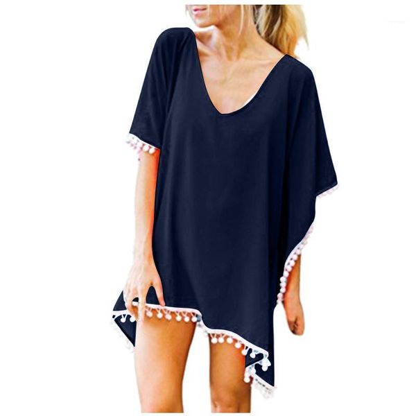 women's tassel bikini cover up trim kaftan chiffon beachwear set comfortable swimwear loose v-neck biquini ll3, White;black
women's tassel bikini cover up trim kaftan chiffon beachwear set comfortable swimwear loose v-neck biquini ll3, White;black