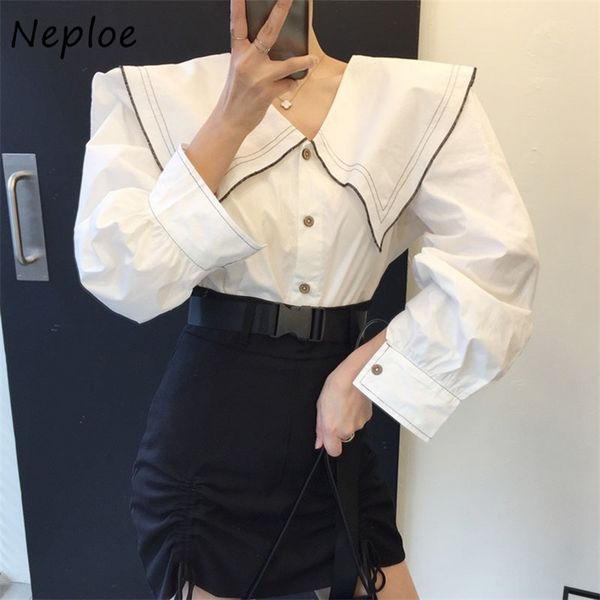 hit color peter pan collar blouse women single breast design puff long sleeve blusas work style ol spring shirt feminino 210422, White
hit color peter pan collar blouse women single breast design puff long sleeve blusas work style ol spring shirt feminino 210422, White