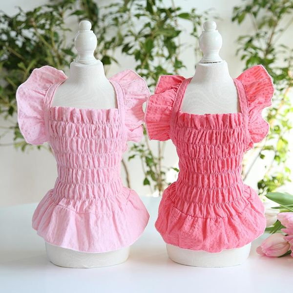 est flounced sleeve dog dresses pleating waist-controlled red pink colors cool summer skirt cute sweet pet products apparel
est flounced sleeve dog dresses pleating waist-controlled red pink colors cool summer skirt cute sweet pet products apparel